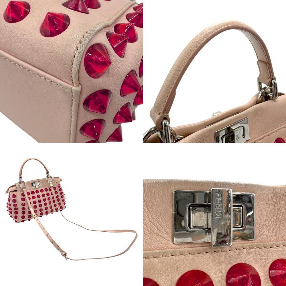 Fendi Peekaboo Handbag Shoulder Bag Pink Leather Resin - Picture 4 of 4
